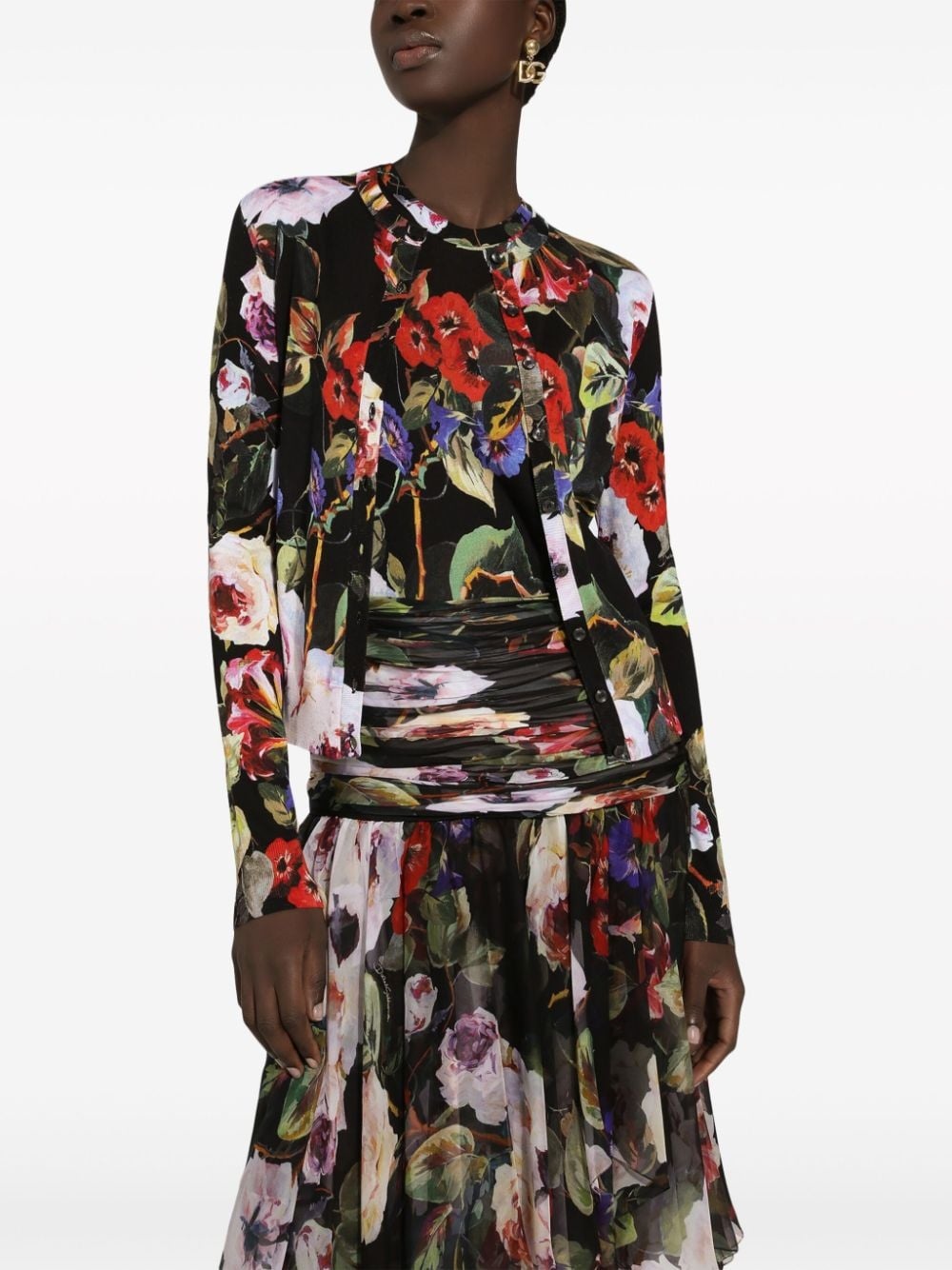 floral-print silk cardigan - 5