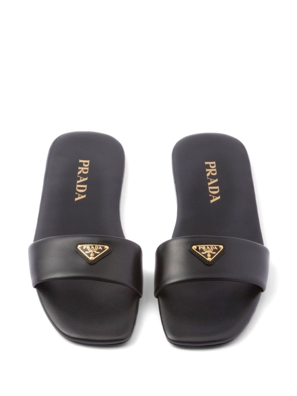 triangle-logo leather slides - 4