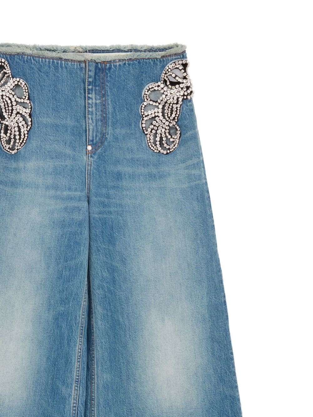 crystal-embellished wide-leg jeans - 2