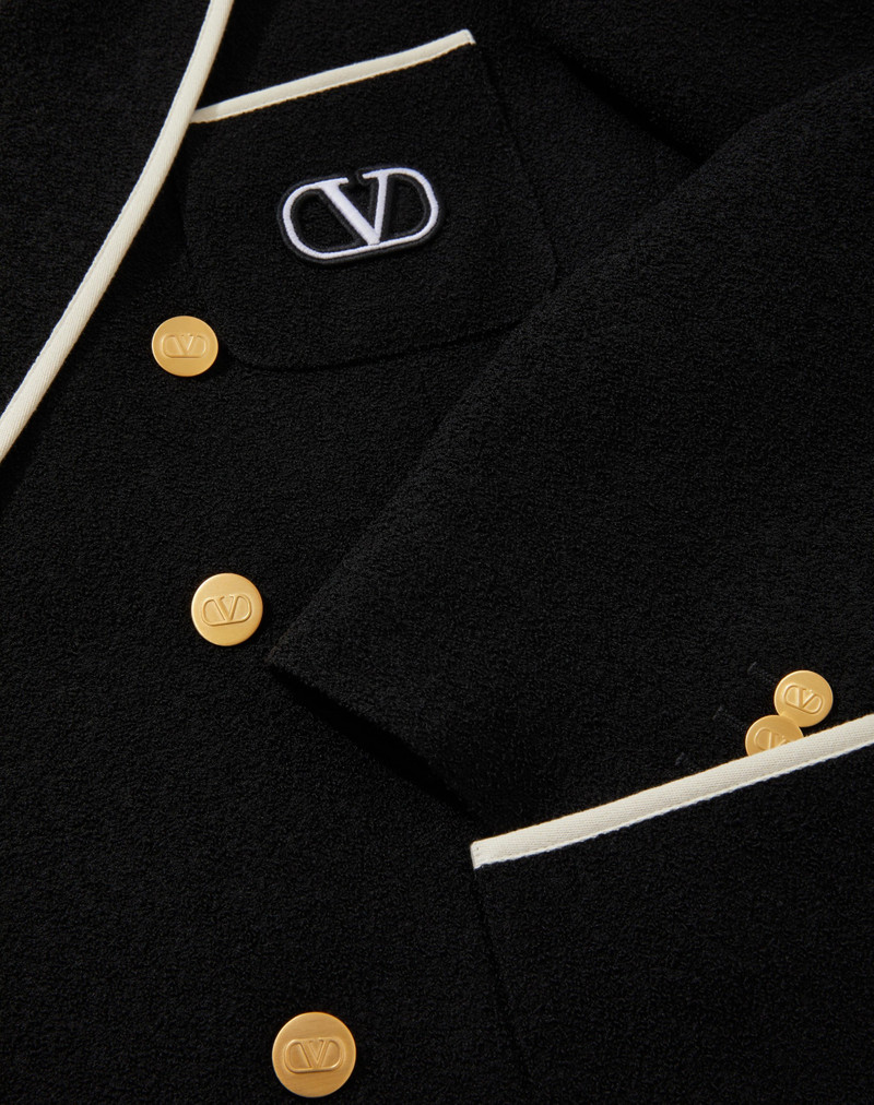 DOUBLE-BREASTED BOUCLÉ WOOL JACKET WITH VLOGO SIGNATURE EMBROIDERY 3
