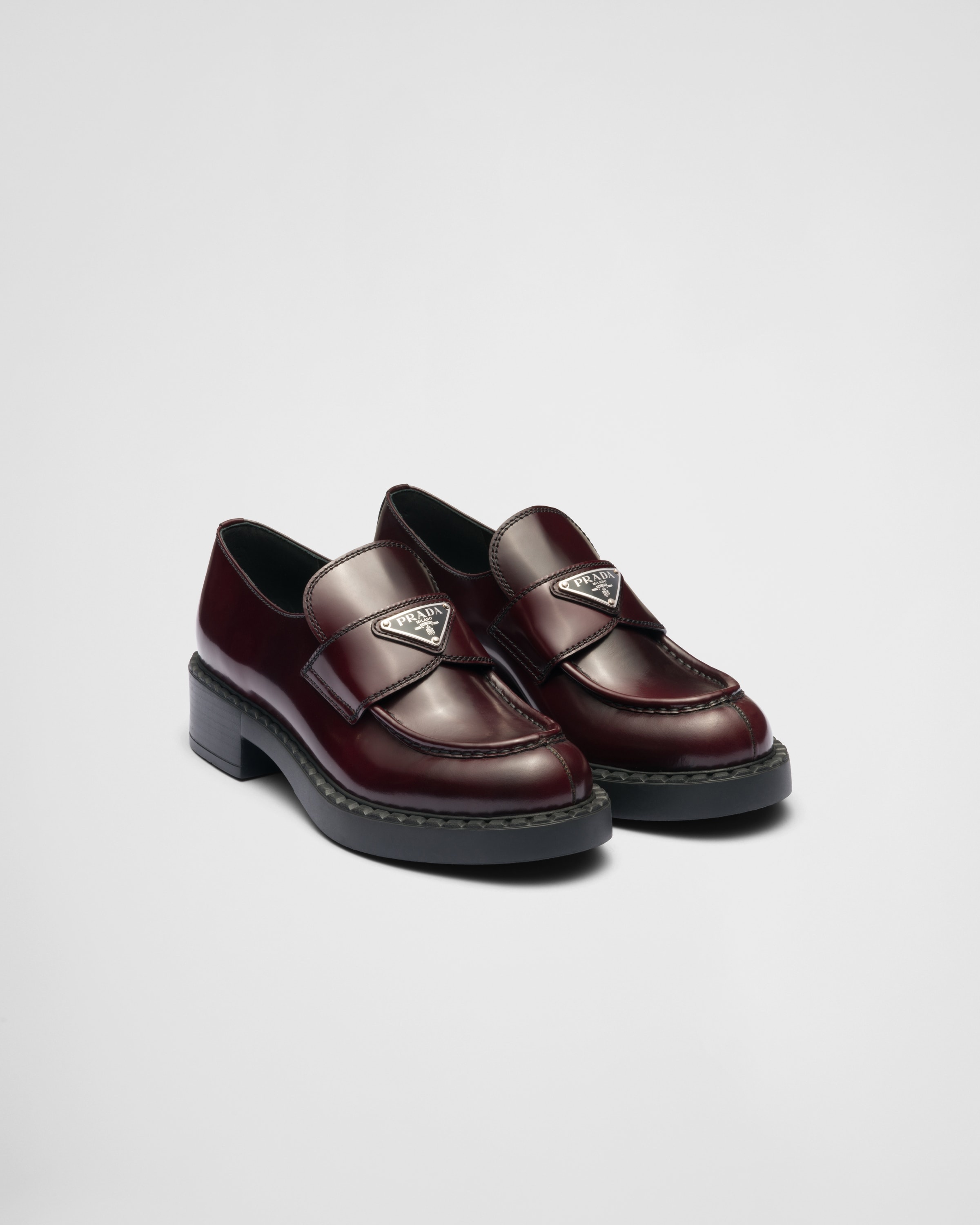 Prada Chocolate brushed leather loafers | REVERSIBLE