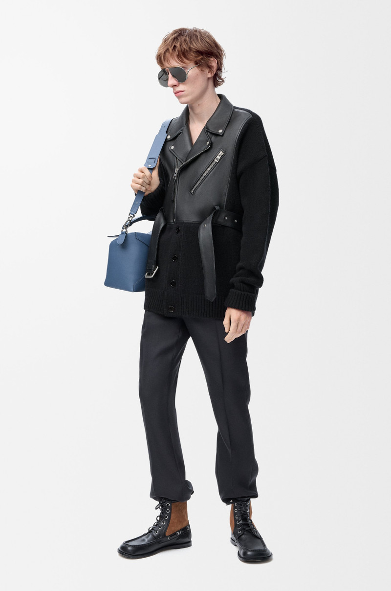 Loewe Hybrid cardigan in nappa lambskin and wool outlook