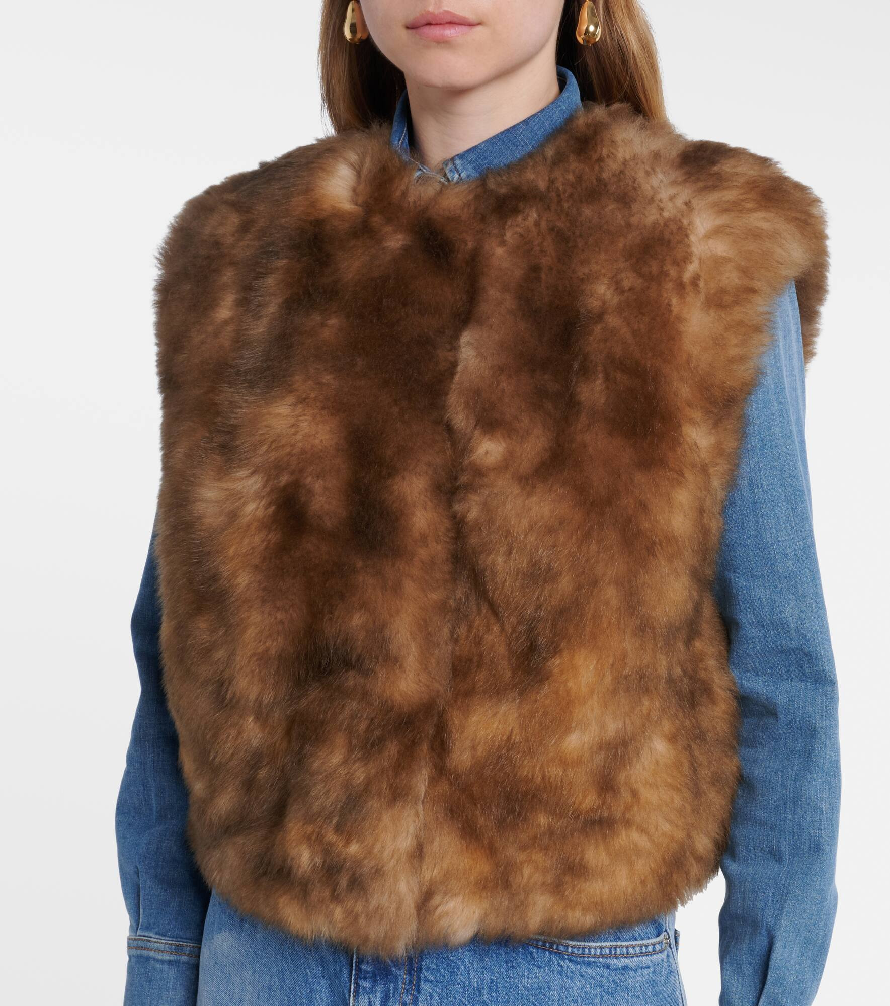 Cropped shearling vest - 5