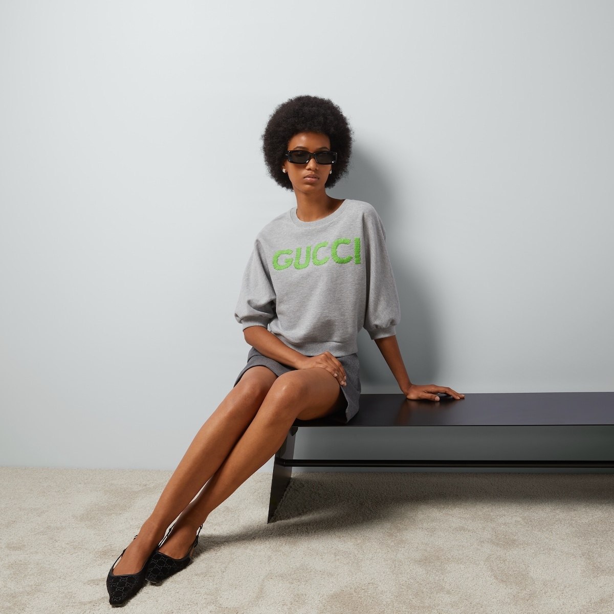 Cotton jersey cropped sweatshirt - 2
