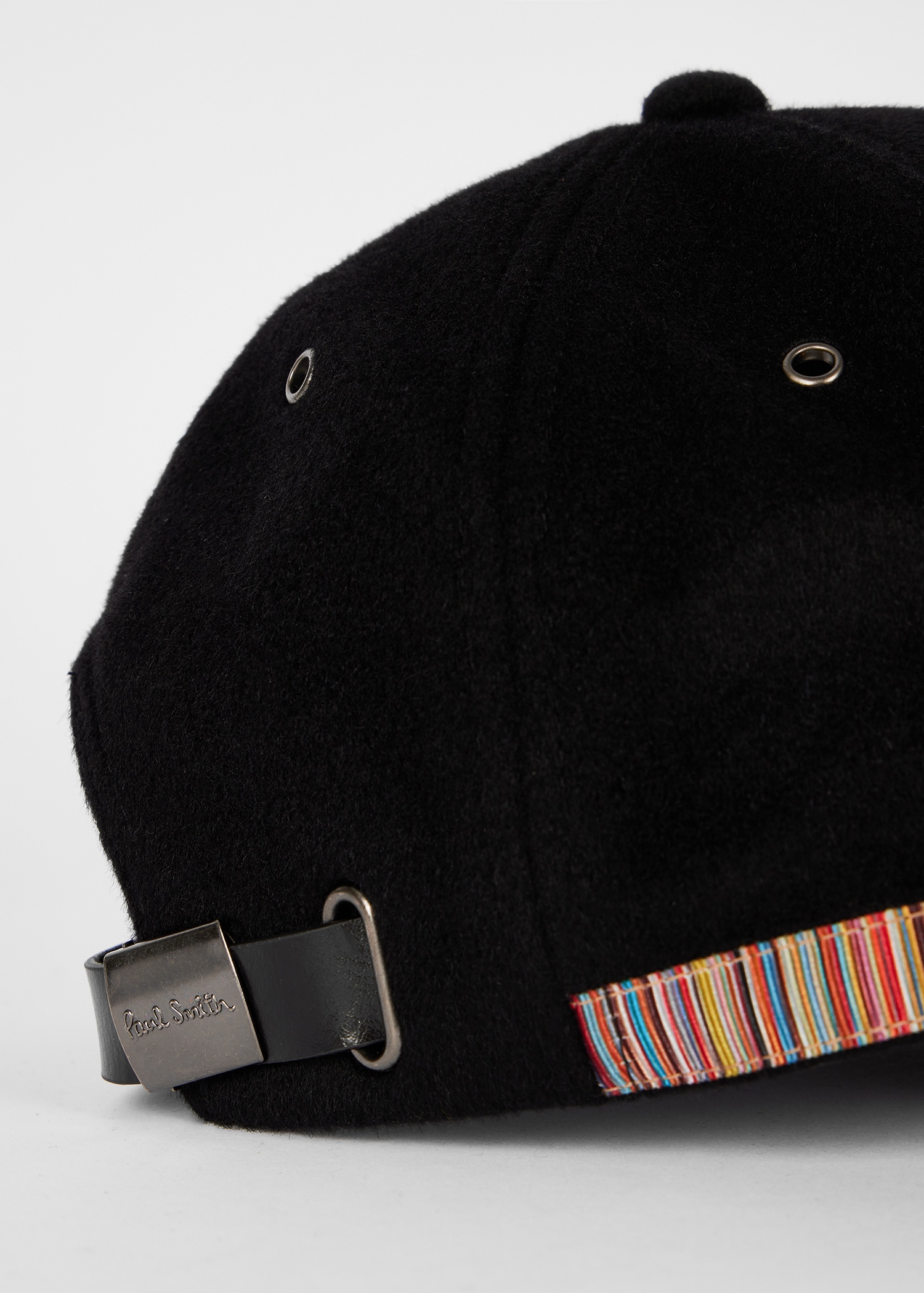 Black 'Signature Stripe' Trim Wool Cap - 3