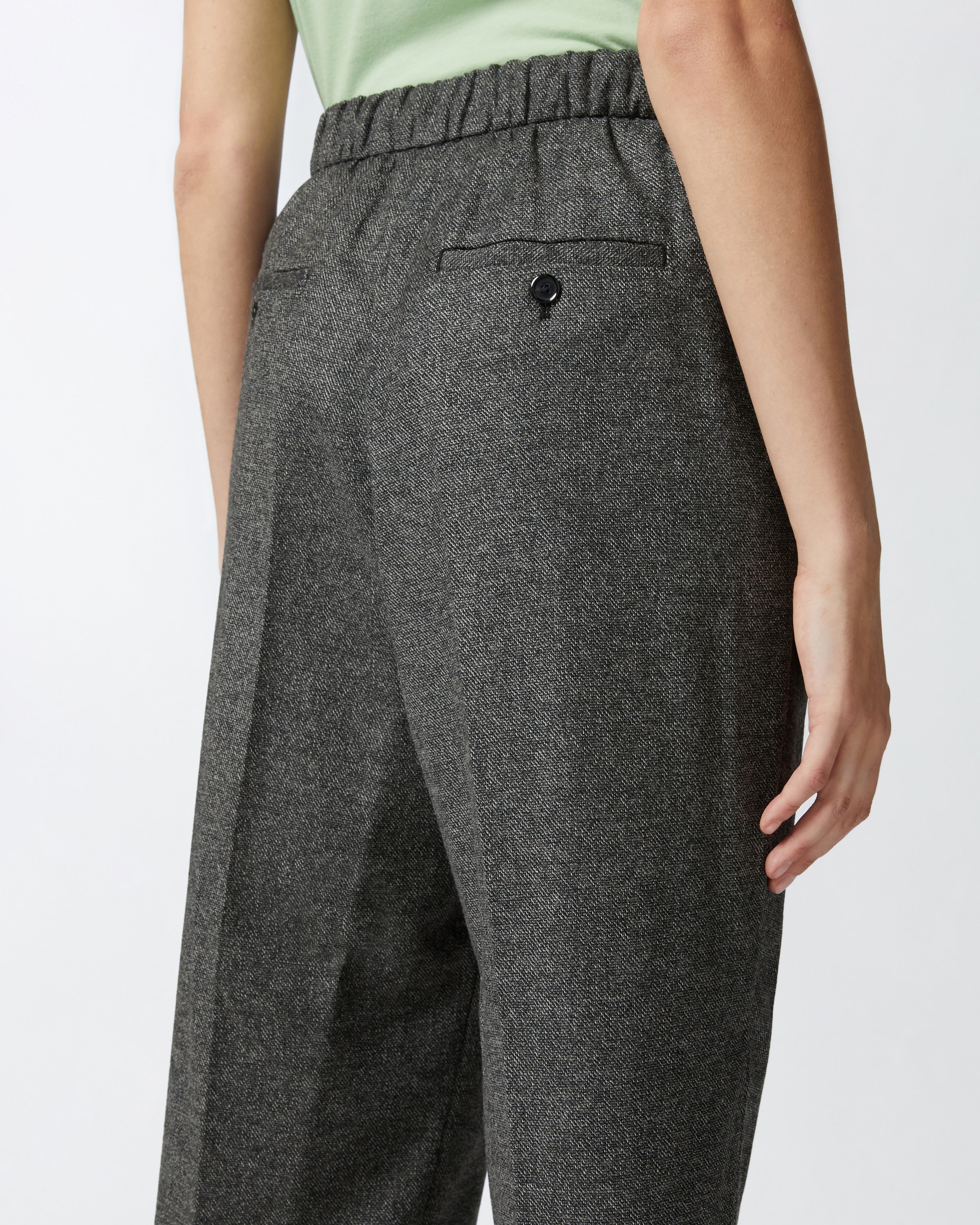 WIDE-LEG PULL-ON TROUSERS IN SALT-AND-PEPPER FLANNEL - 4