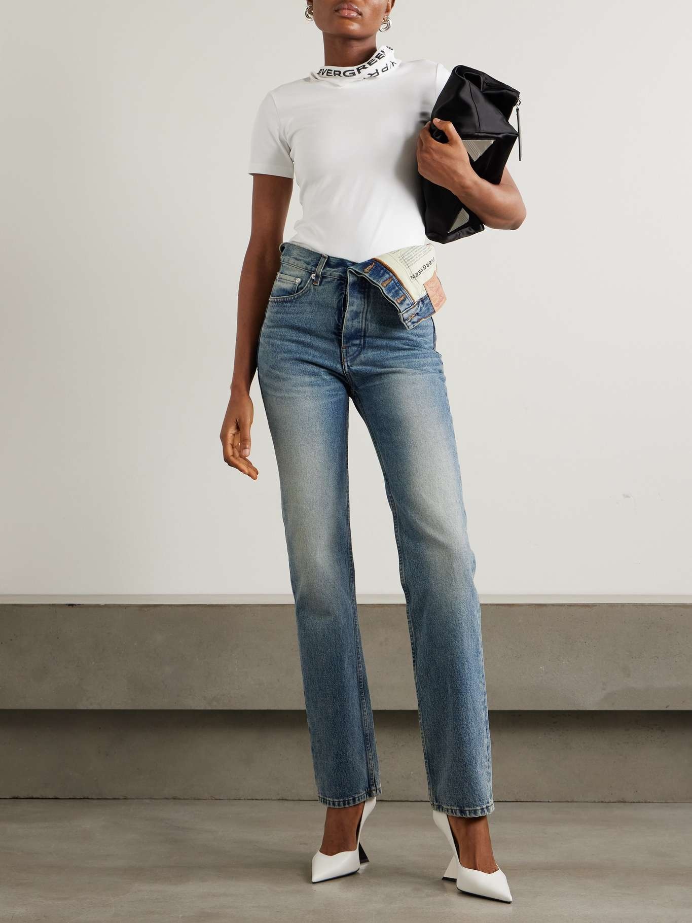 Evergreen asymmetric high-rise straight-leg jeans - 2