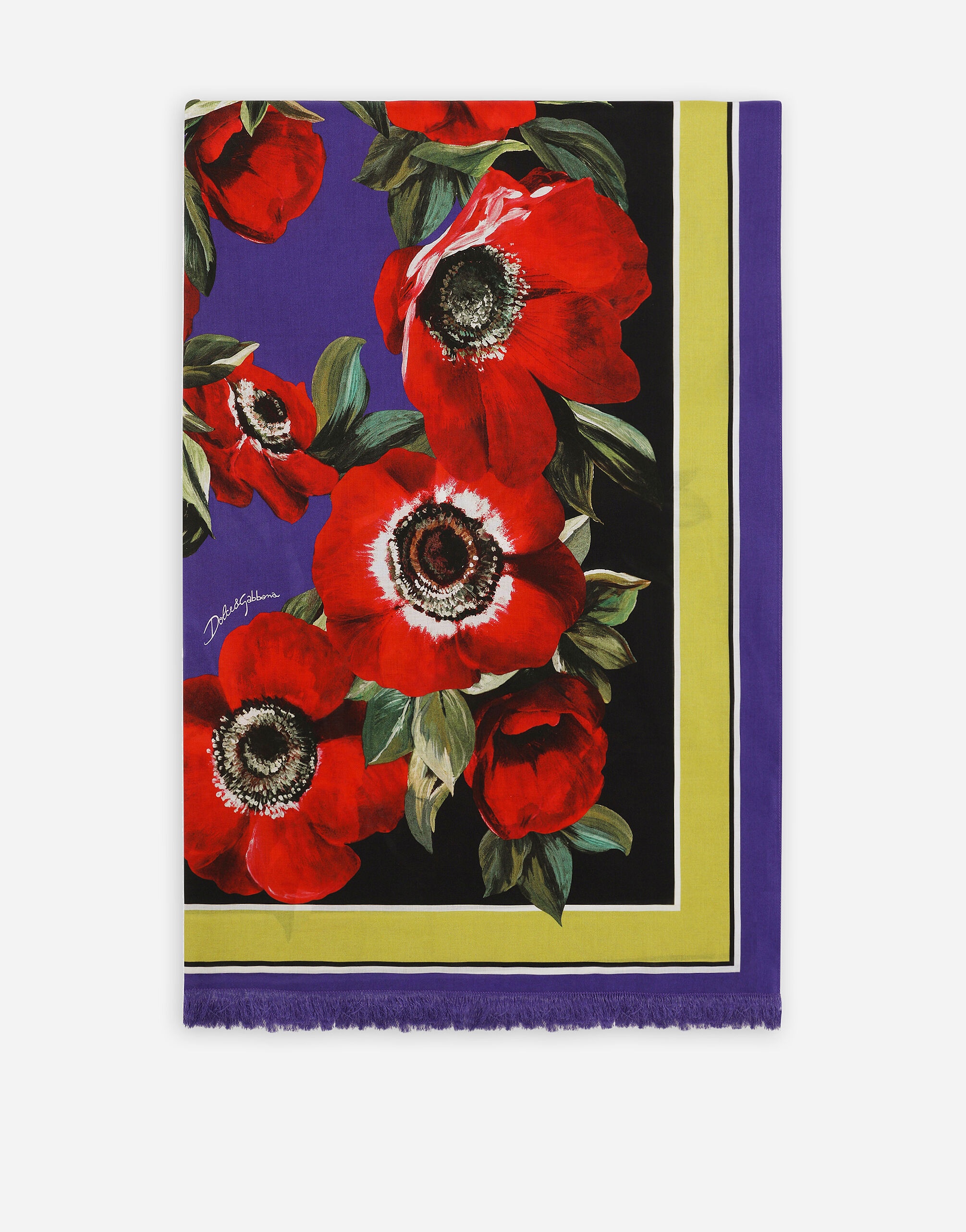 Cotton sarong with anemone print (110 x 190) - 1