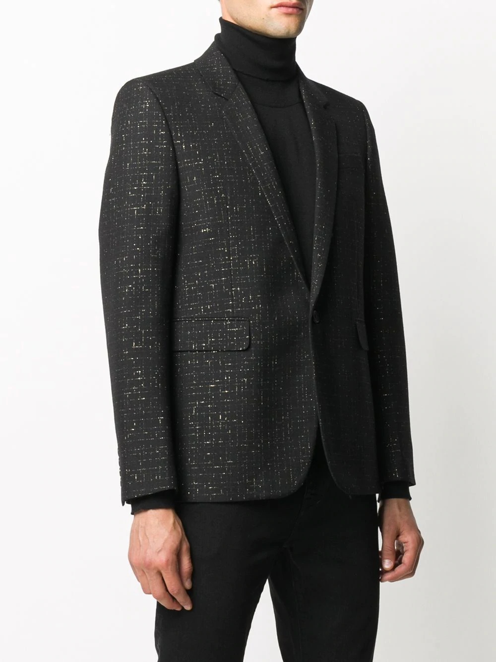 lamé check single-breasted blazer - 3