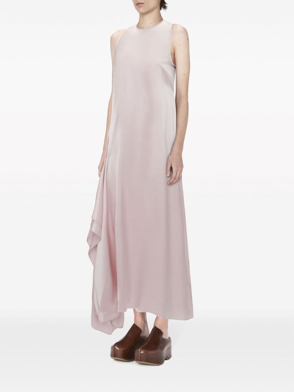 sleeveless draped midi dress - 3