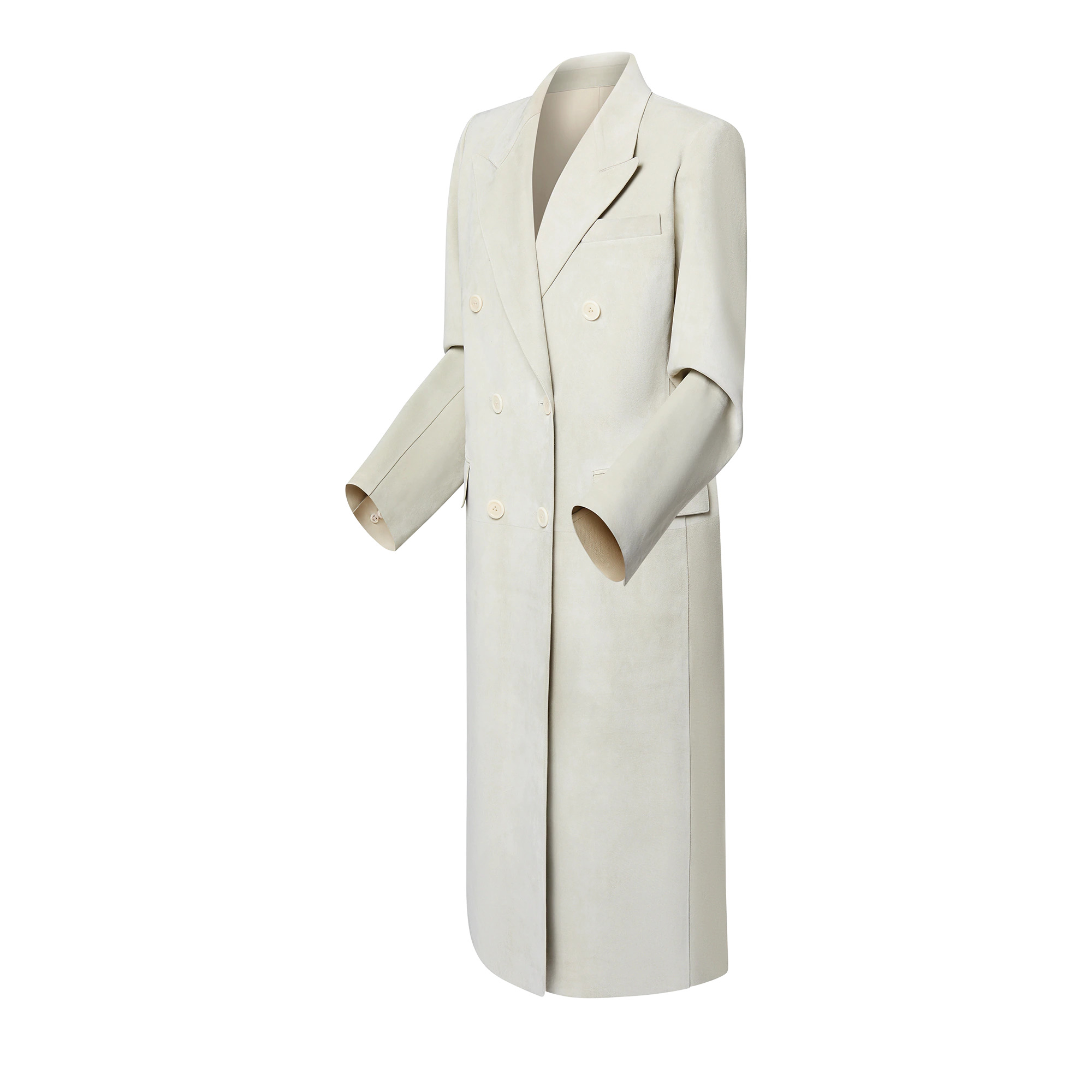 Double-Breasted Suede Coat - 2