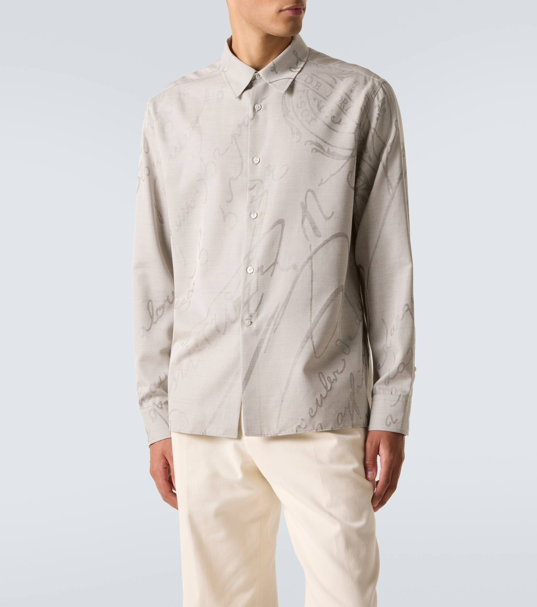 Printed cotton, wool, and silk shirt - 3
