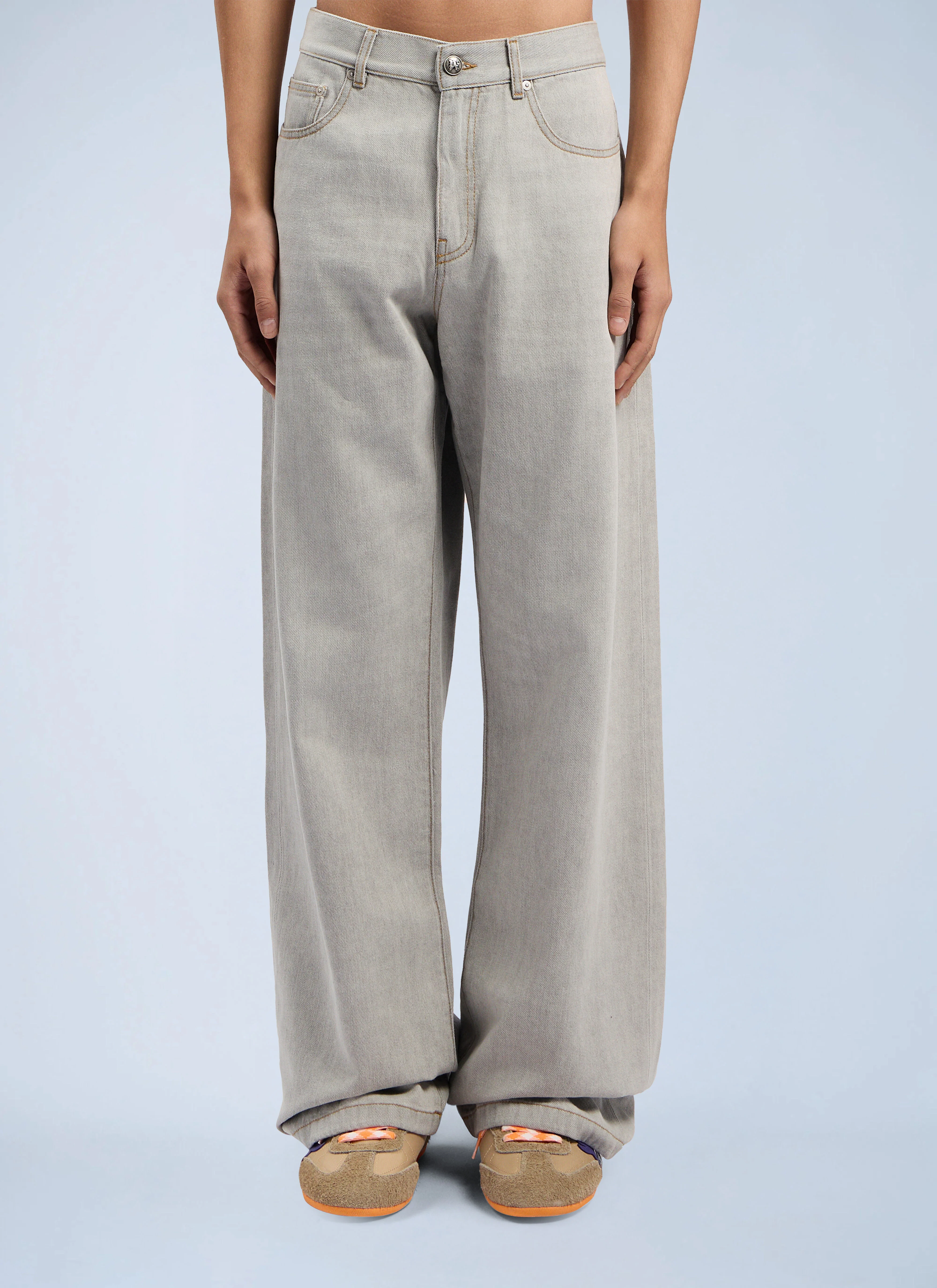 Curved Logo Loose Denim Pants - 1