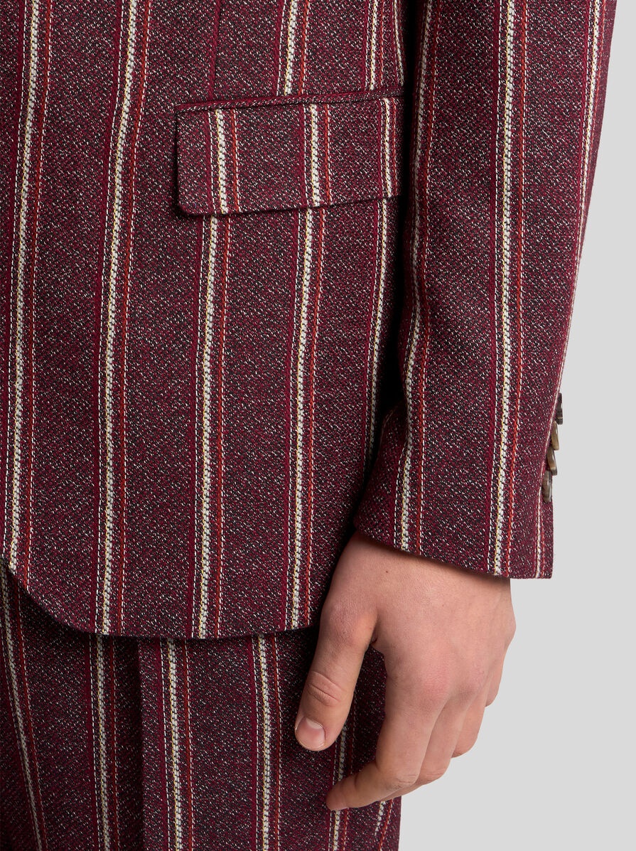 STRIPED COTTON AND WOOL BLAZER - 2