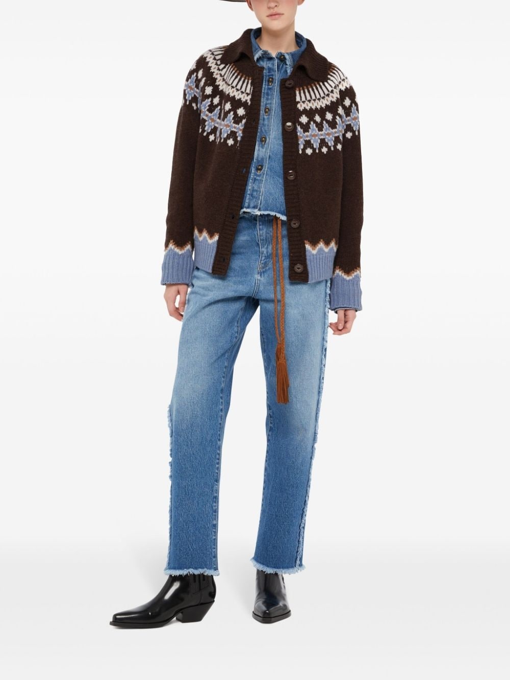 fair isle intarsia knit wool cardi coat - 3