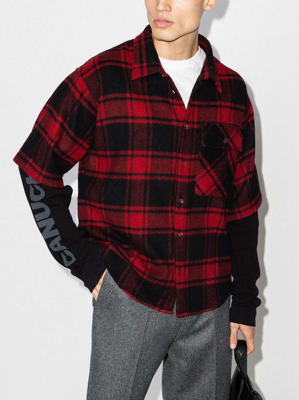 layered check print shirt - 2