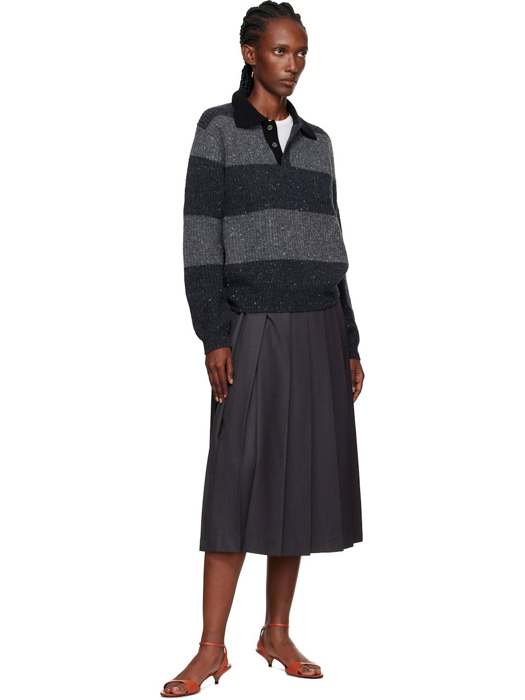 Gray Pleats Midi Skirt - 4