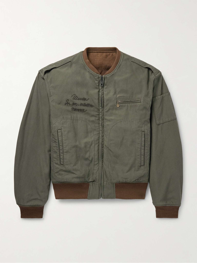 Reversible Printed Cotton-Blend and Twill Bomber Jacket 1