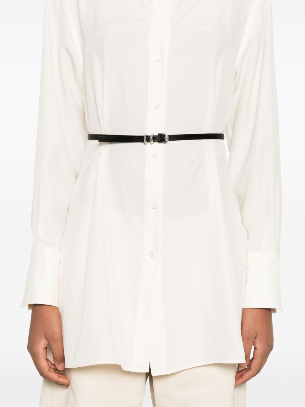 belted silk shirt - 5