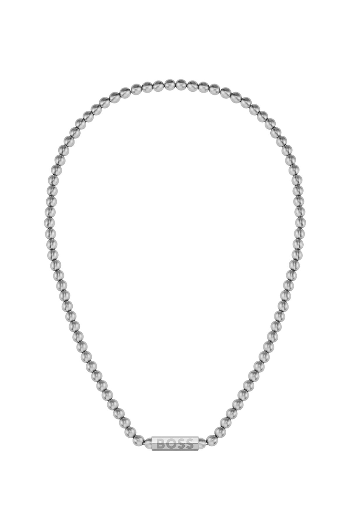 BEADED NECKLACE IN BRUSHED STAINLESS STEEL WITH OCTAGONAL CLOSURE - 3
