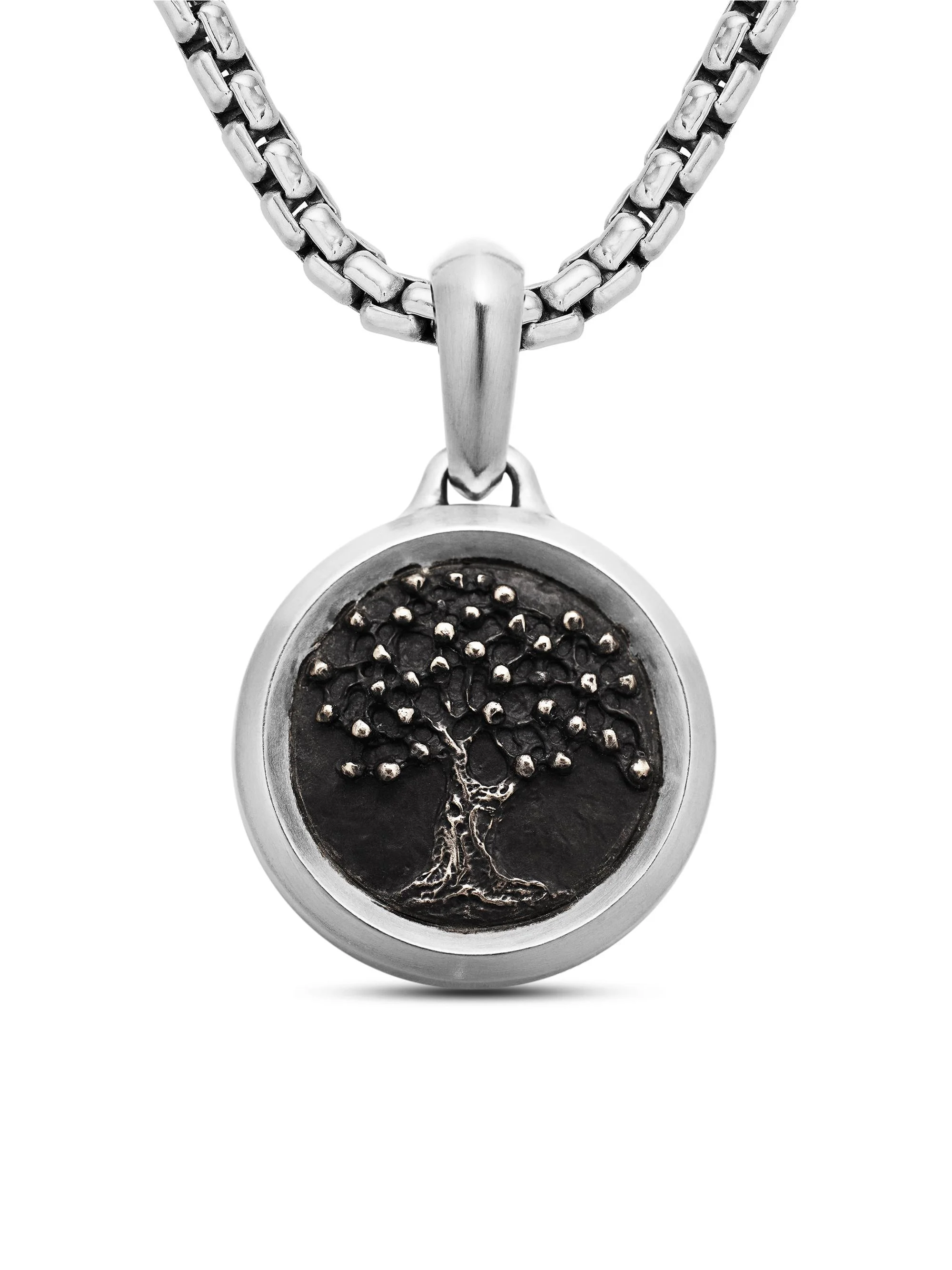 Men's Tree of Life Amulet in Sterling Silver with Bronze, 22.8mm - Silver - 1