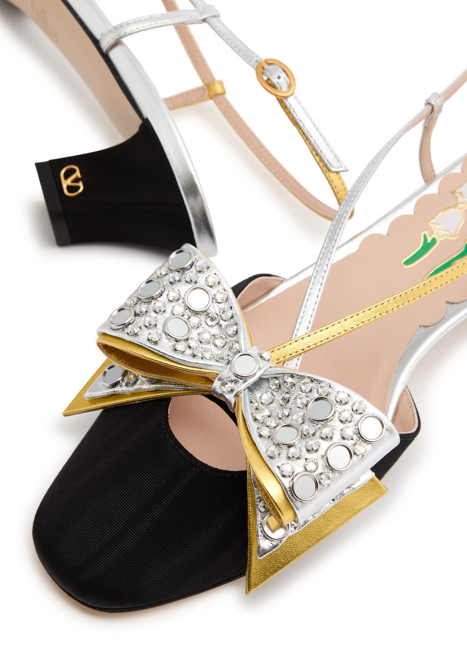 Valentino Bowow 45 Embellished Moiré Pumps - 3