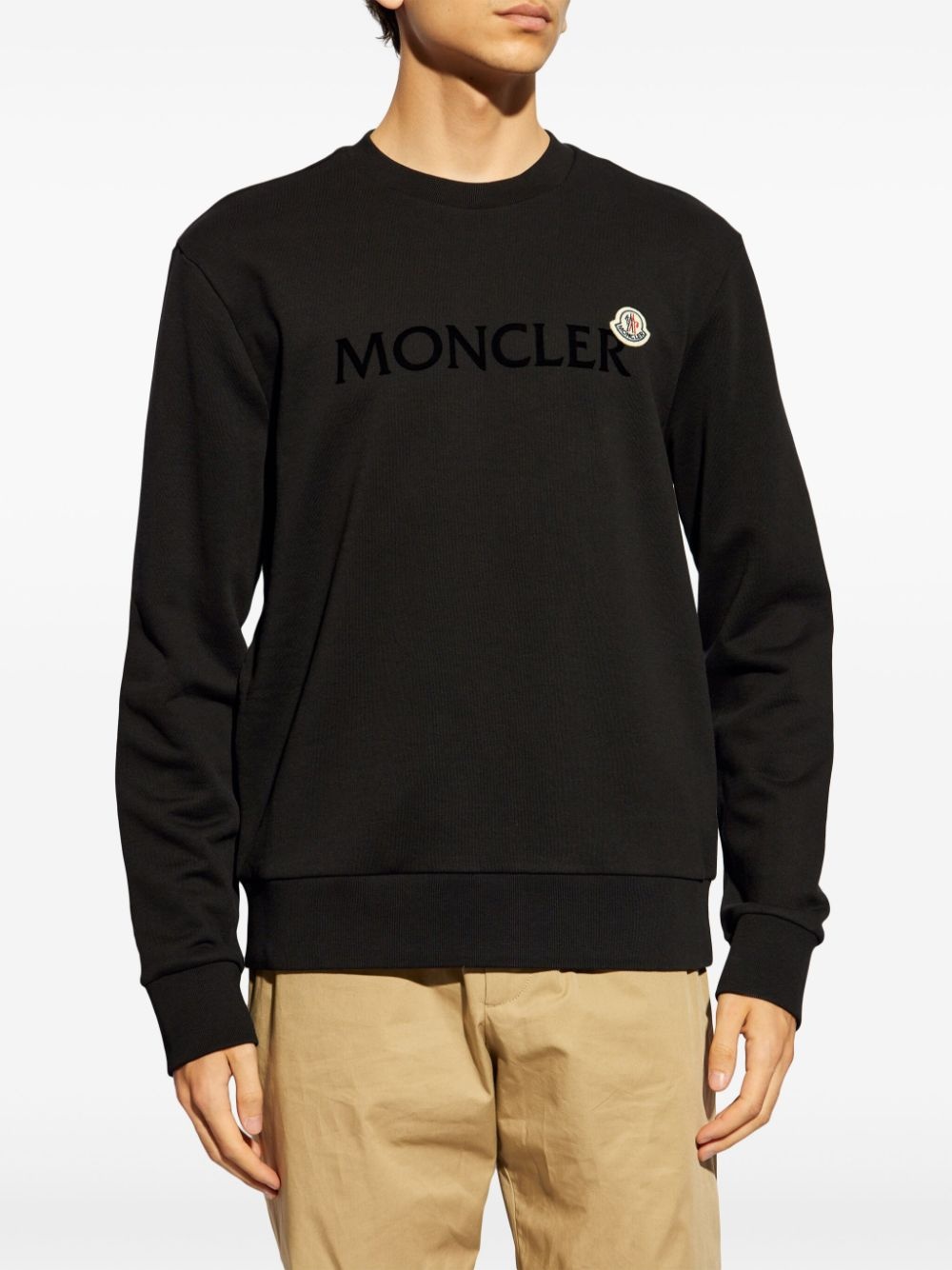 flocked-logo cotton sweatshirt - 3