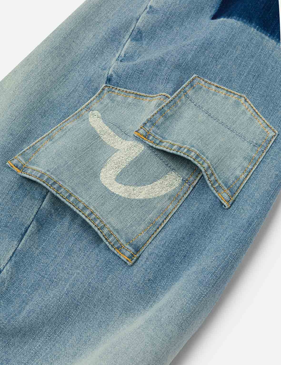Multi-Pocket with Seagull Print 3D Fit Jeans - 11