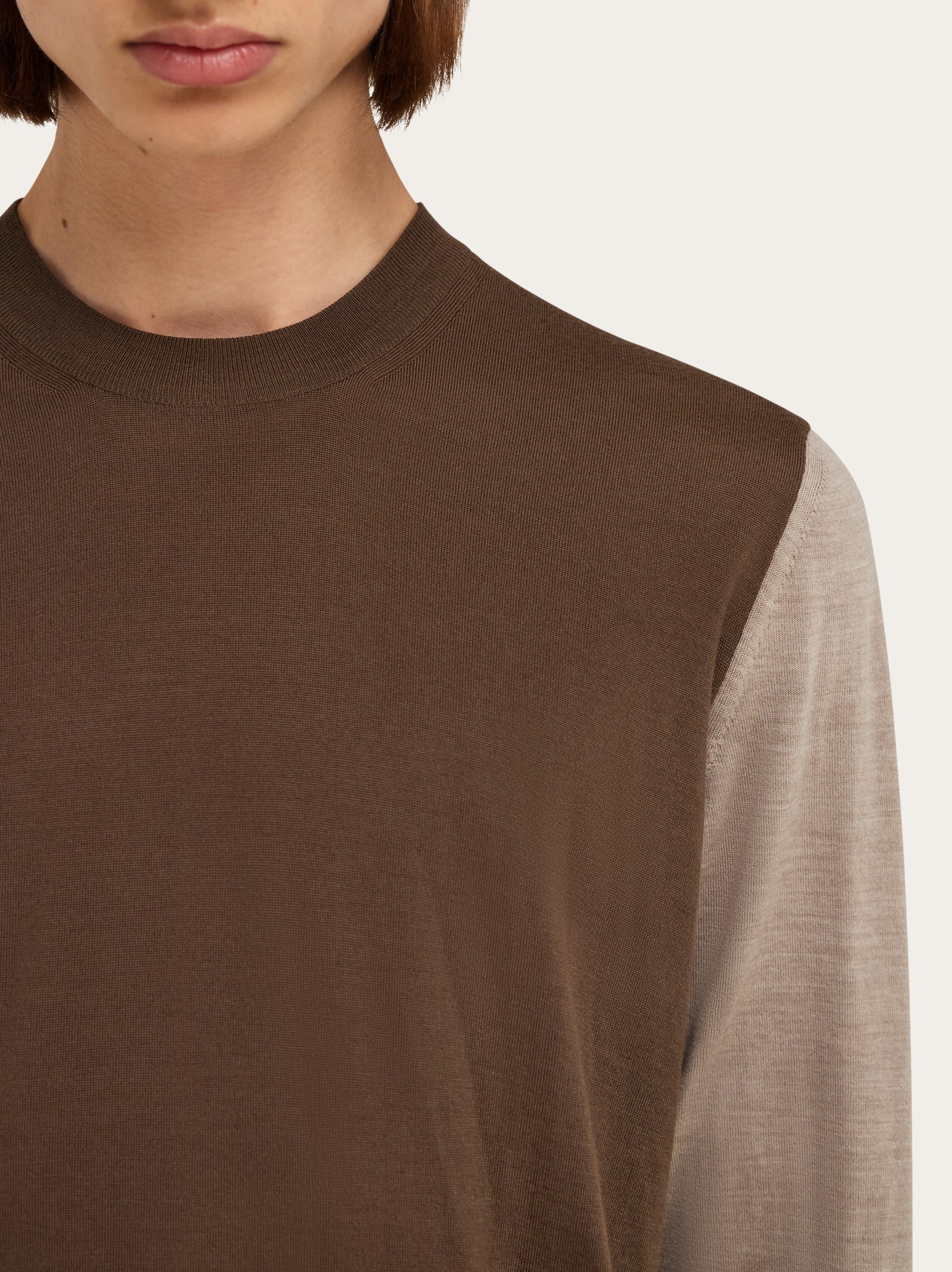 Light pure wool color block sweater - 5