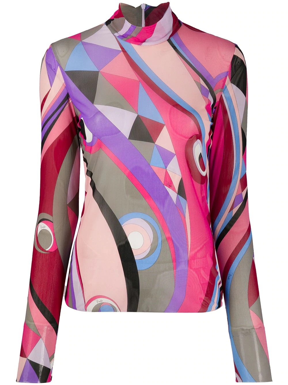 geometric print turtleneck top - 1