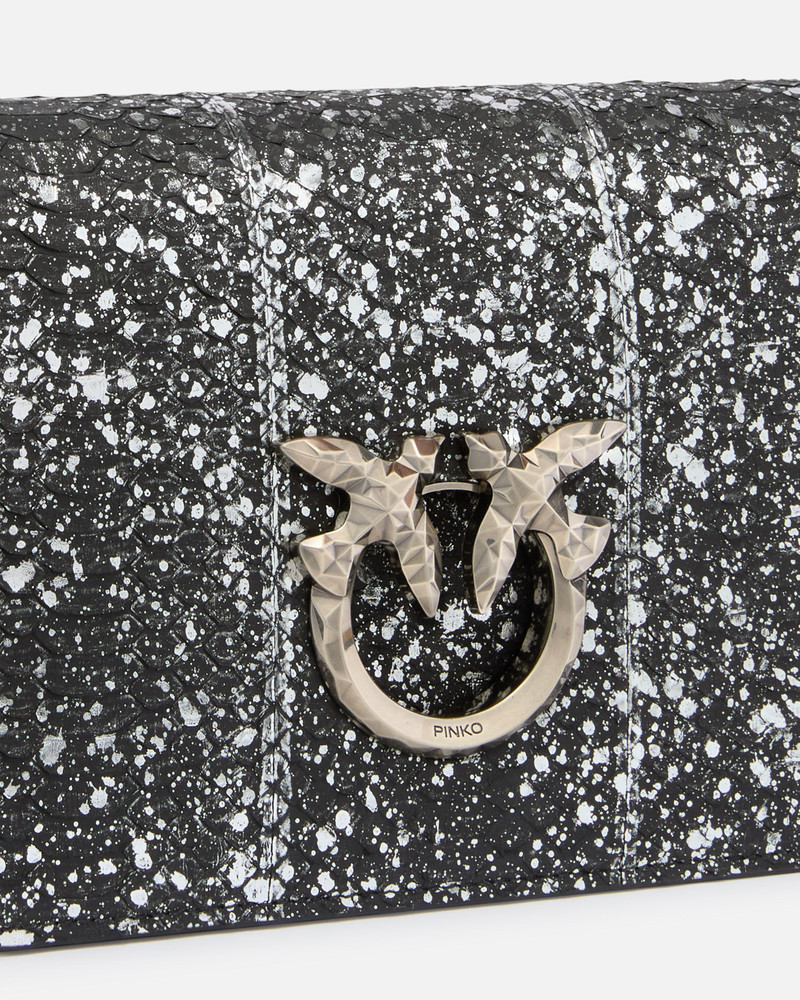 PINKO GALLERIA LOVE BAG MINI CROSSBODY BAG WITH LAMINATED REPTILE SKIN 3