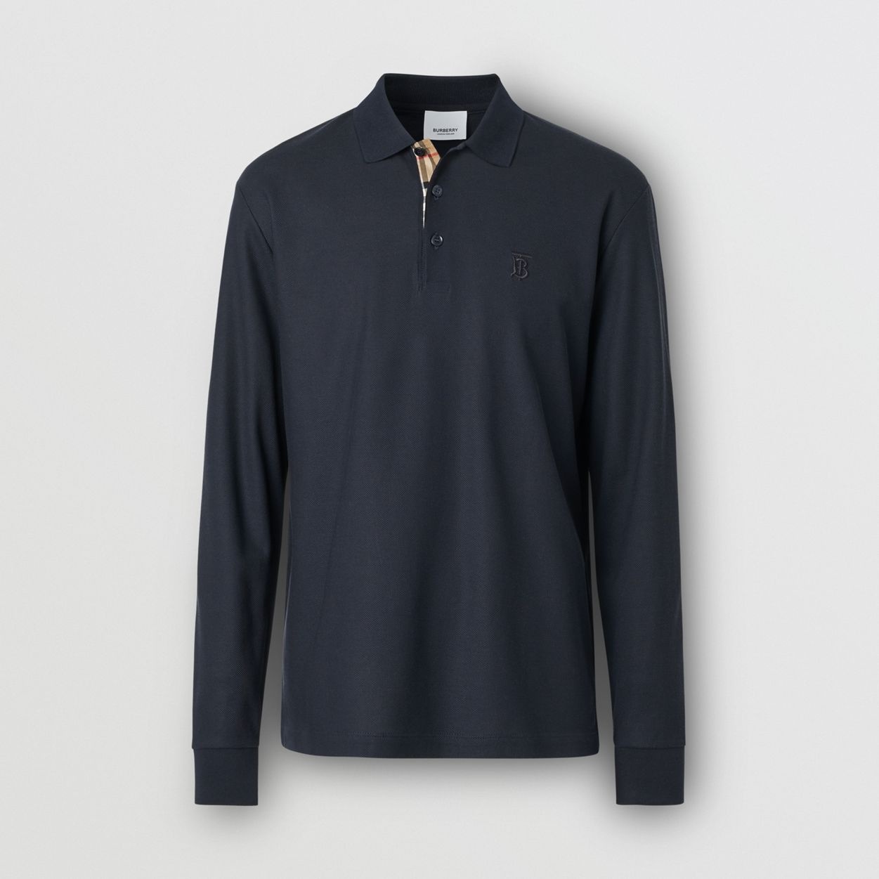 Long-sleeve Monogram Motif Cotton Piqué Polo Shirt - 1