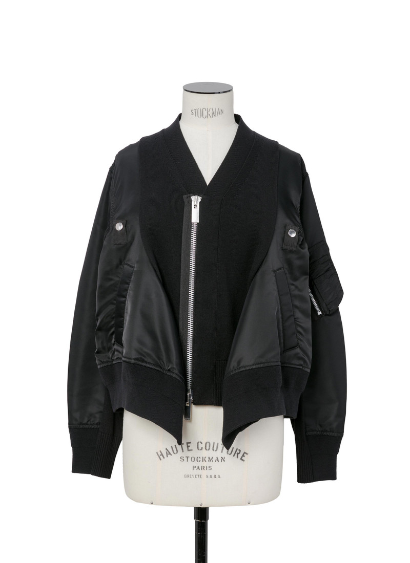 Nylon Twill x Knit Cardigan - 1