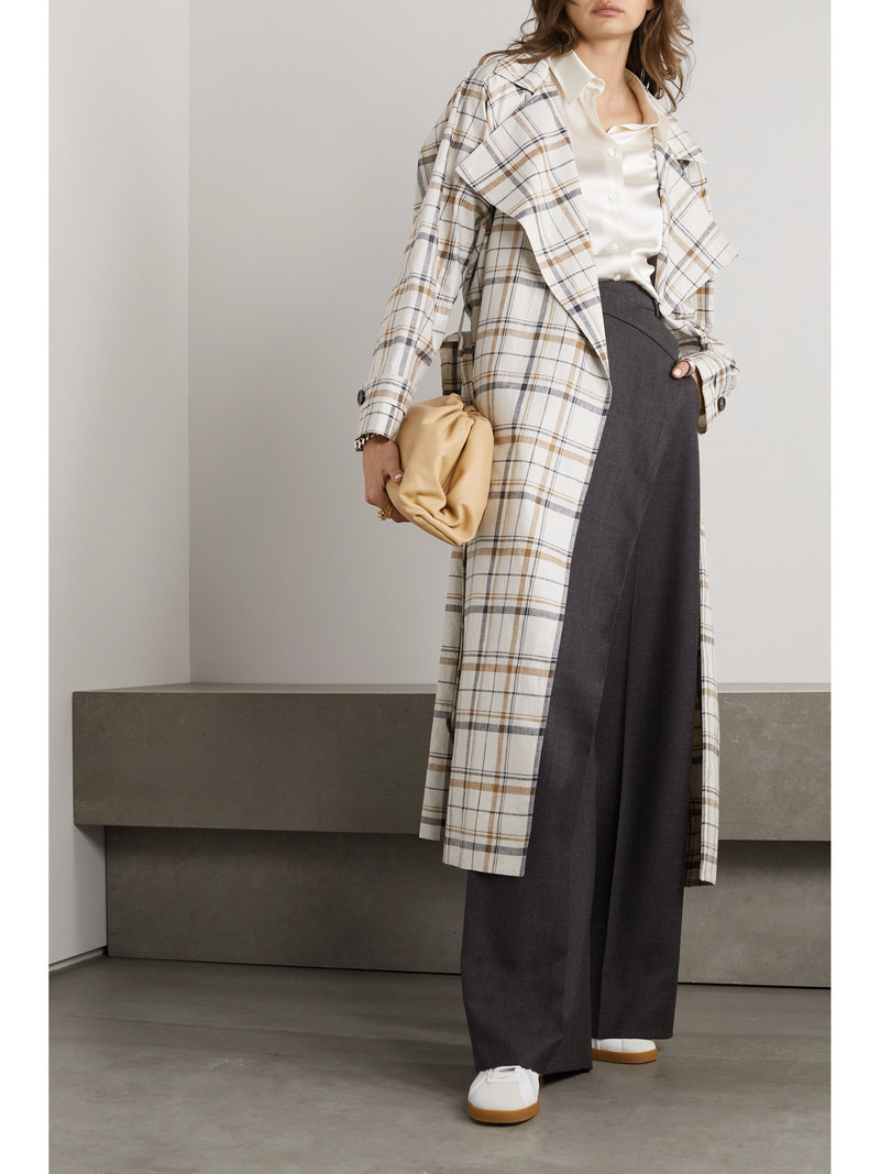 Loro Piana Bille Checked Belted Linen Trench Coat outlook