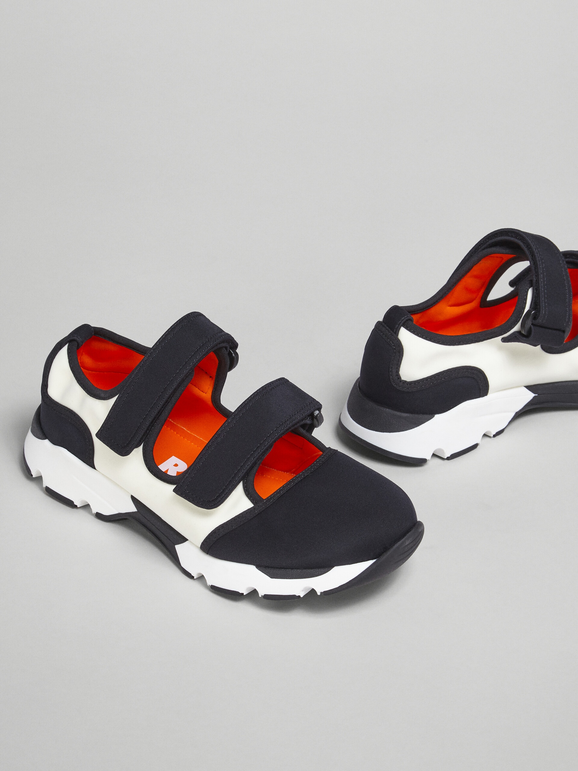 BLACK AND WHITE TECHNO FABRIC SNEAKERS - 5