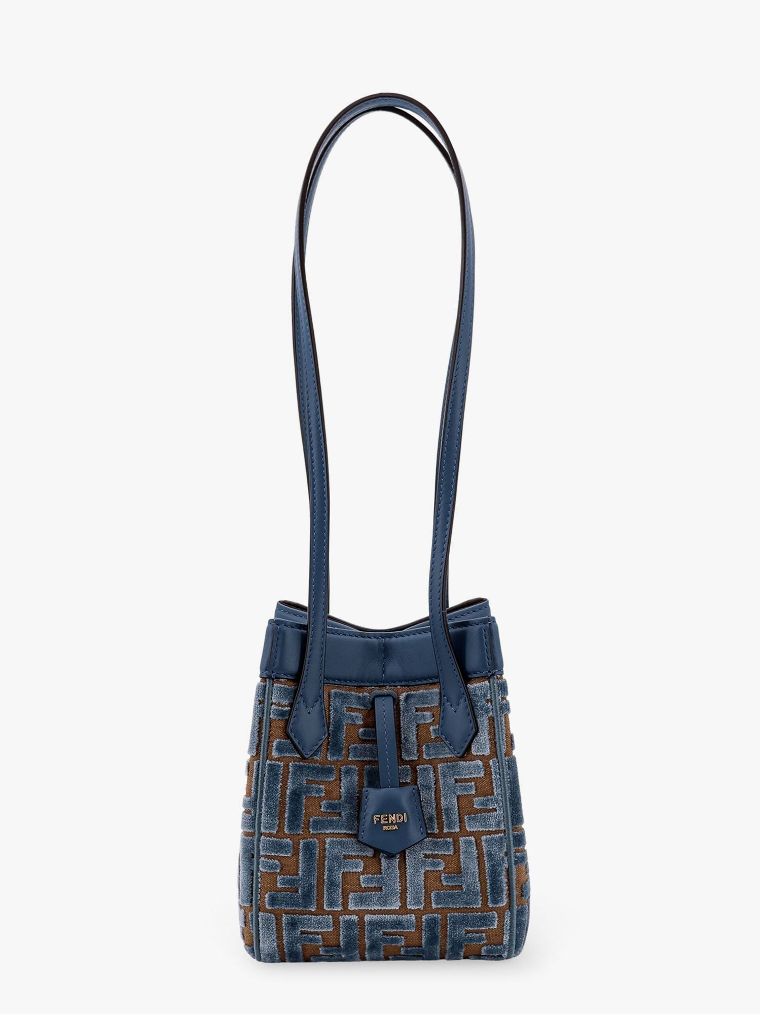 Fendi Convertible Bucket Bag In Velvet With All-Over Ff Logo - 1