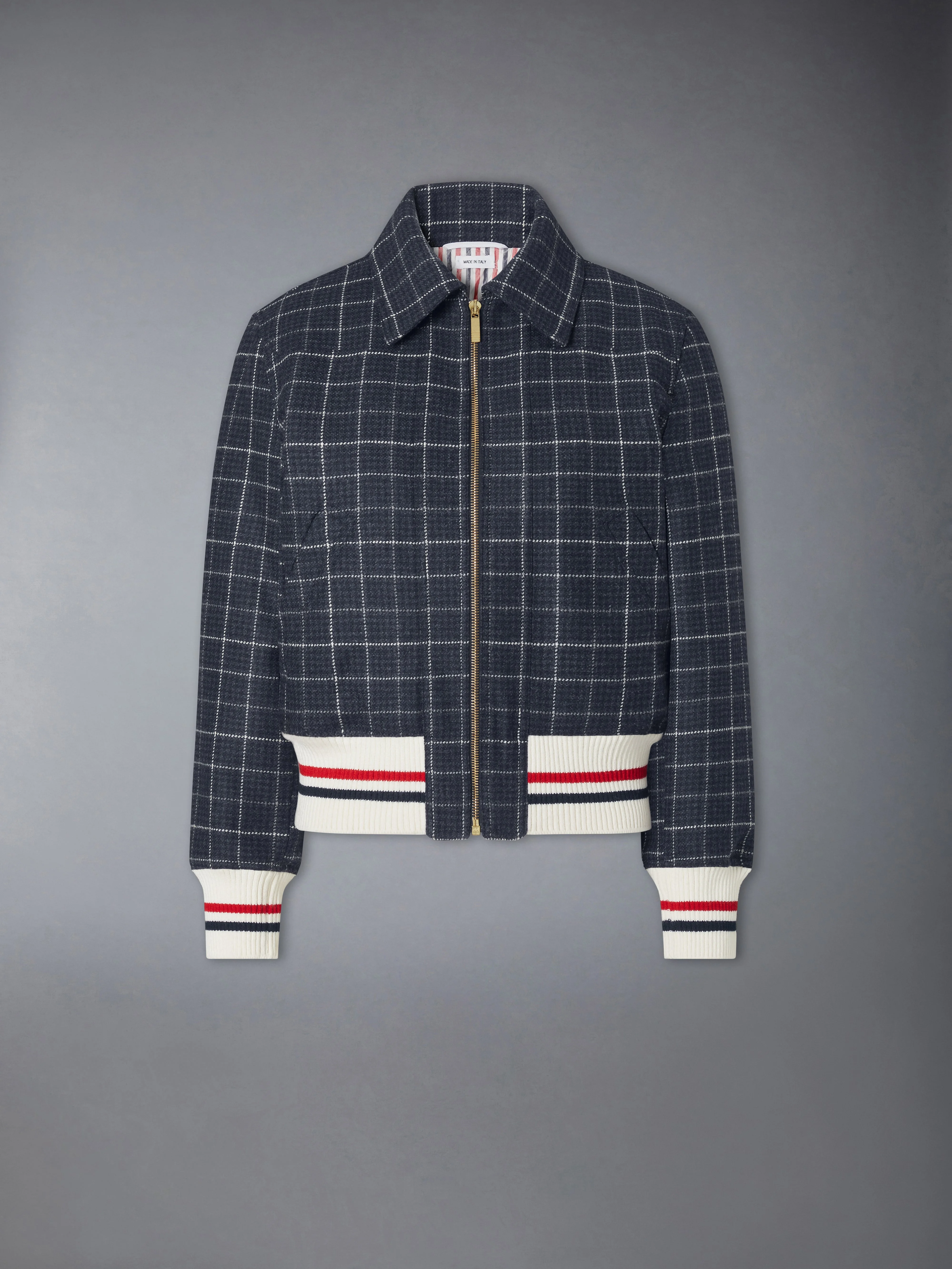 WINDOWPANE HOUNDSTOOTH TEVIOT TWEED CROPPED FLIGHT JACKET - 1