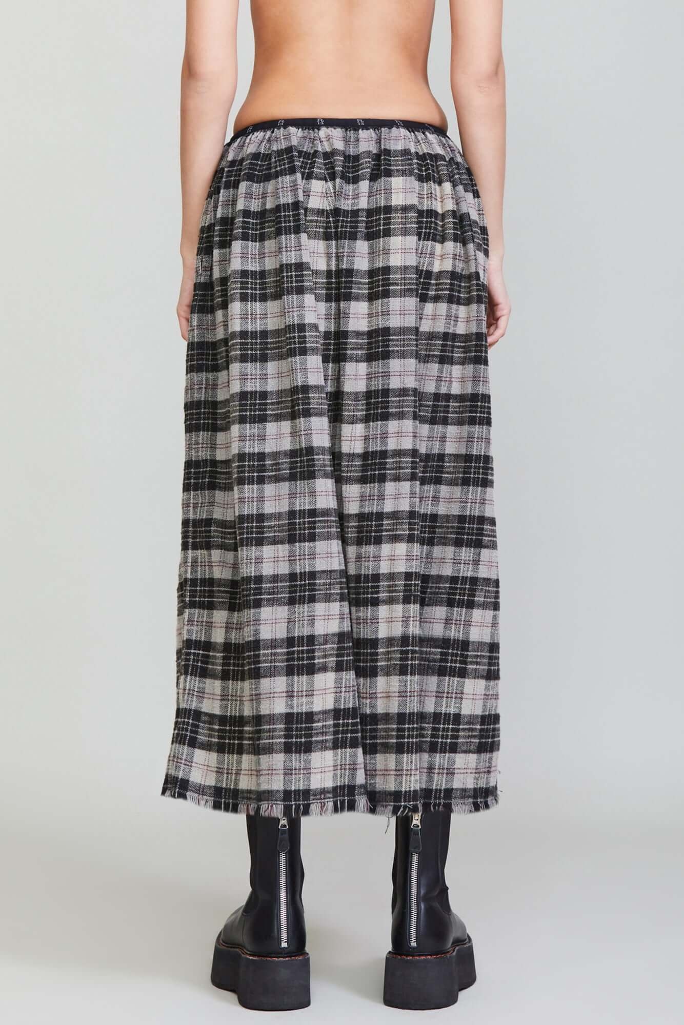 KILT SKIRT - OD BLACK/BEIGE PLAID - 3