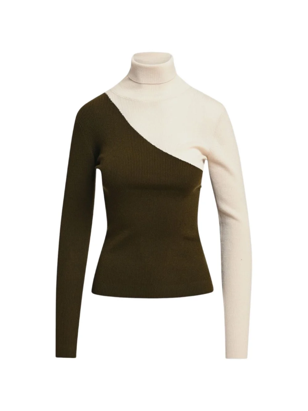 two-tone ribbed-knit sweater - 1
