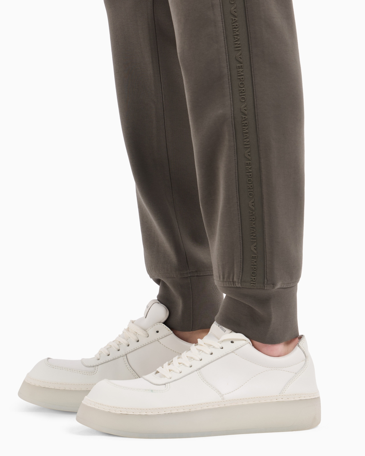 Double-jersey joggers with logo tape - 5