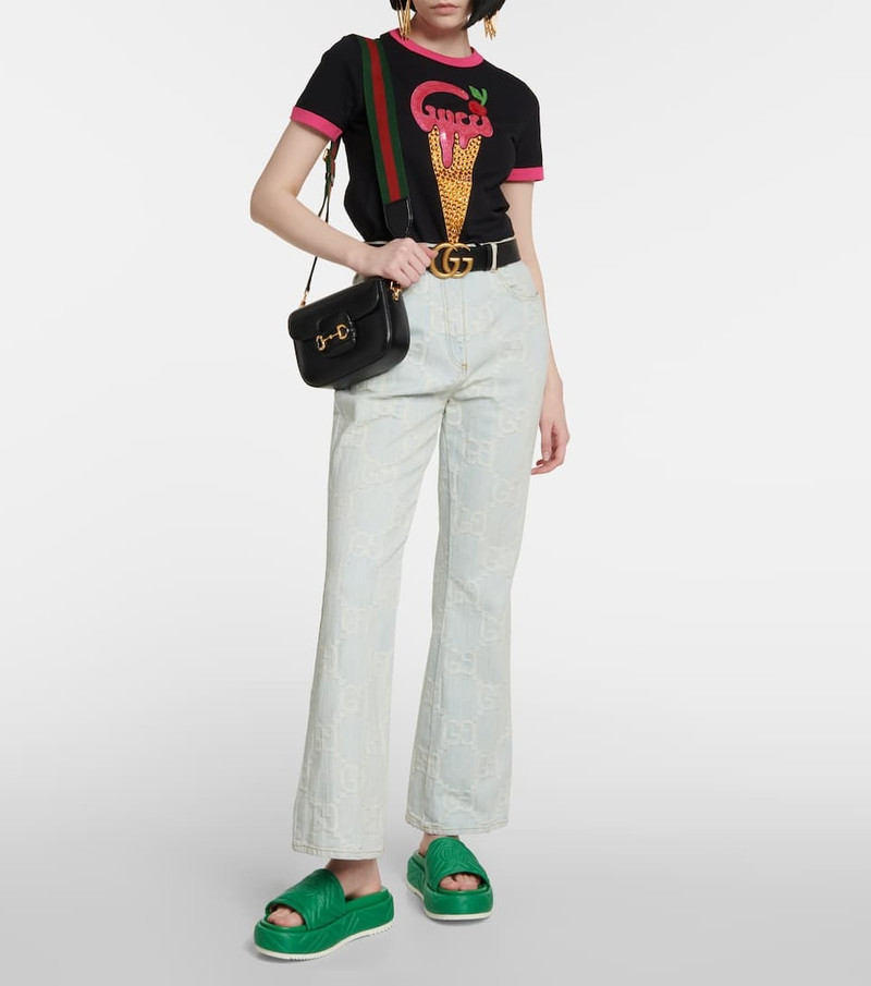 GUCCI Angelina quilted satin platform sandals outlook