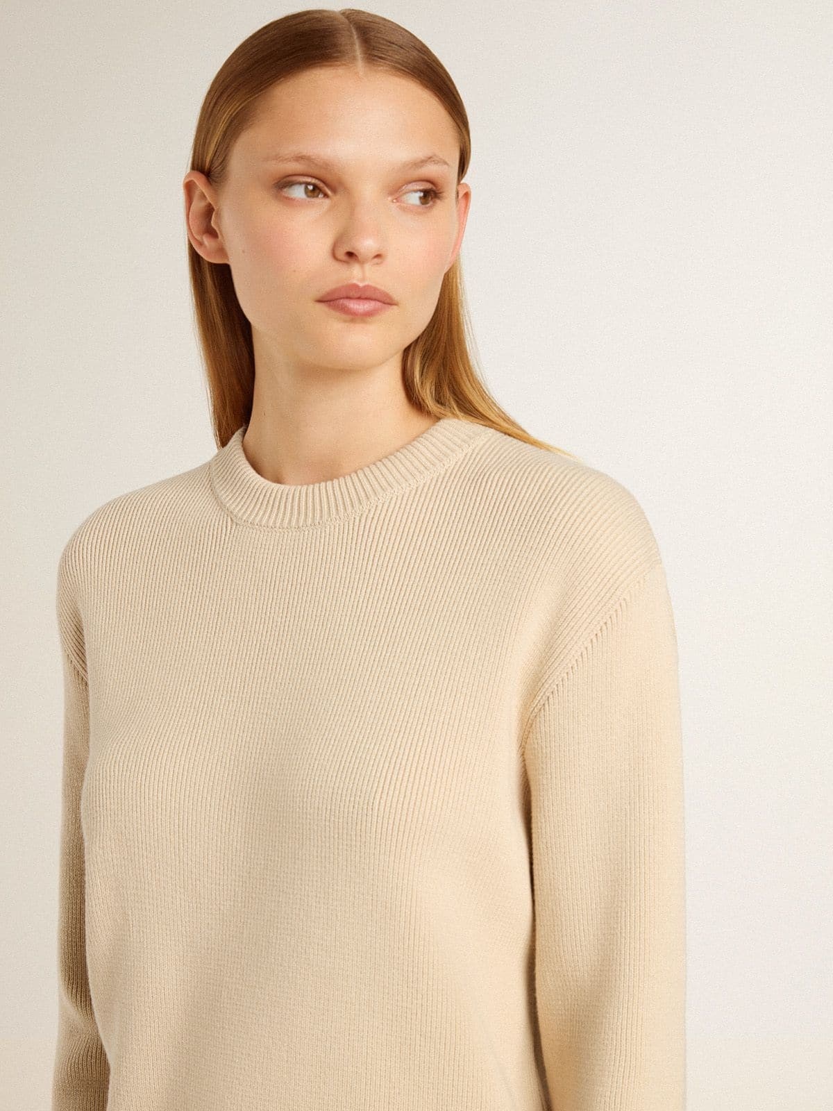 Golden Goose Women's beige sweater with 'Golden' lettering