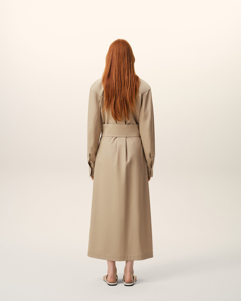 BEIGE COTTON FITTED SHIRT DRESS 5