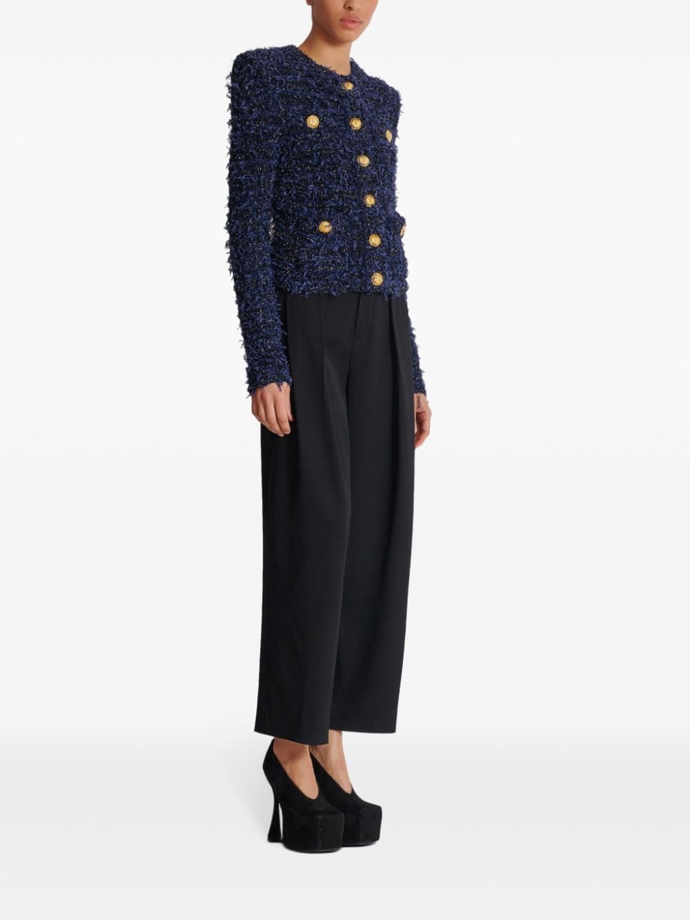 buttoned tweed jacket - 3