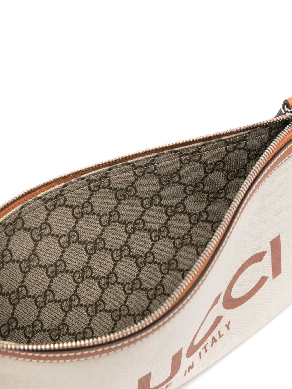 logo-print canvas clutch bag - 4