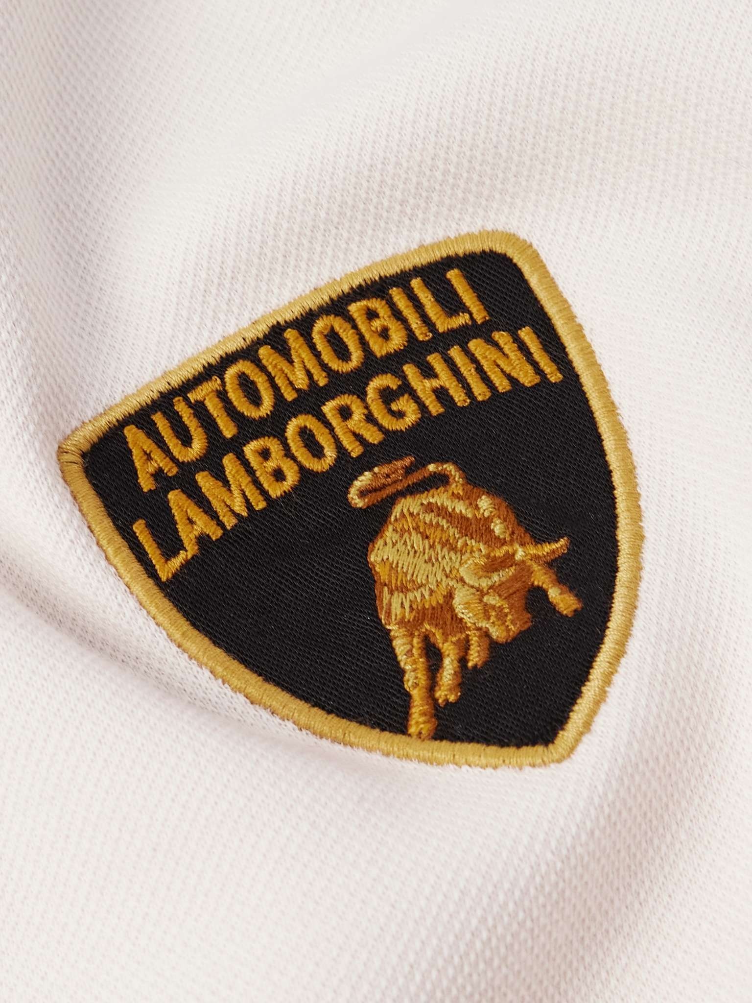 + Lamborghini Embroidered Two-Tone Cotton-Piqué Polo Shirt - 4