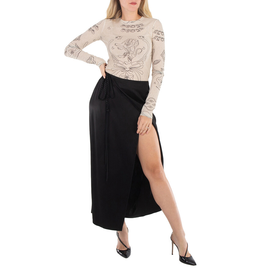 Nanushka Black Racha Satin Wrap Skirt - 4