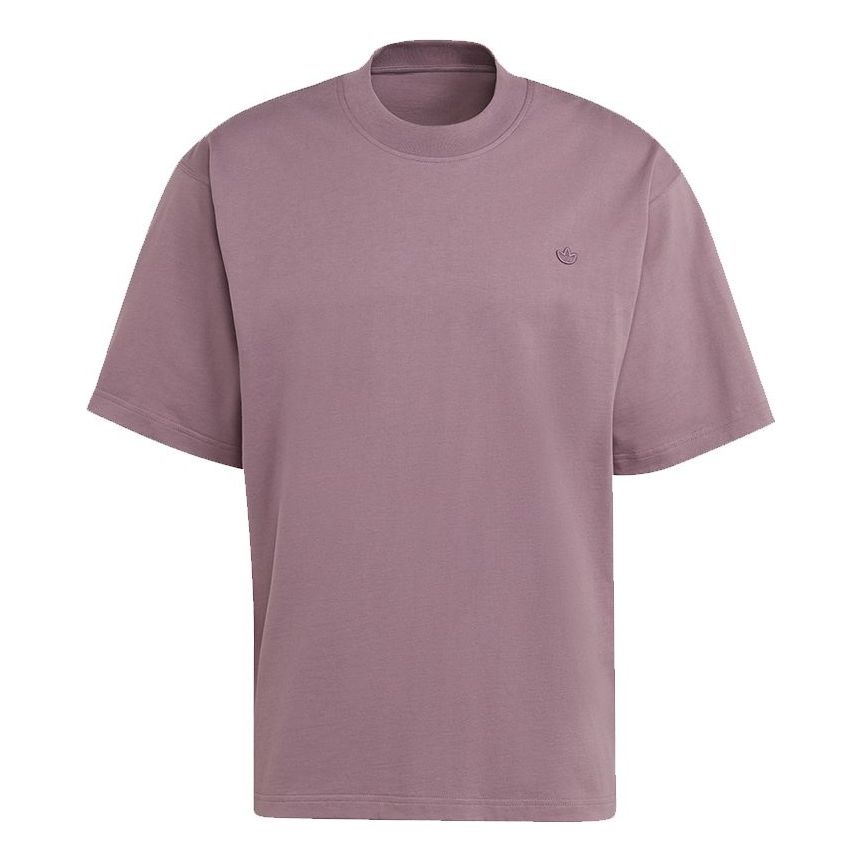 Men's adidas originals C Tee Solid Color Small Label Loose Sports Short Sleeve Light Purple T-Shirt  - 1