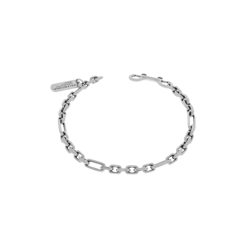 BALENCIAGA Women's Tags Carabiner Necklace  in Antique Silver outlook