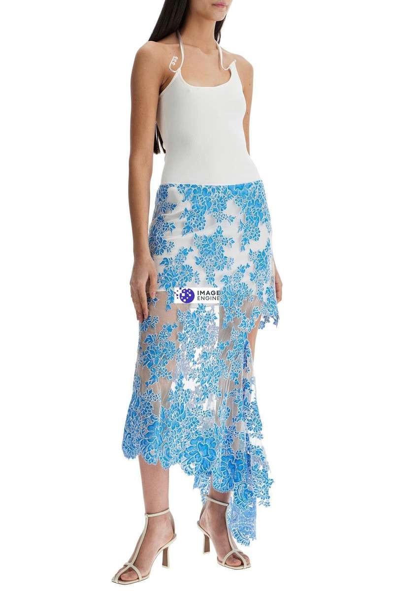 CHRISTOPHER ESBER ASYMMETRICAL BLUE FLORAL COTTON LACE SKIRT outlook